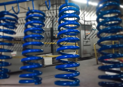 A & E POWDER COATING Logo | Industrial Powder Coating | Blue Powder Coated Springs